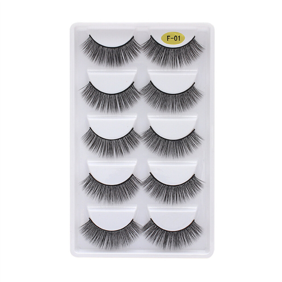 Zhouq-Outdoors (F-01) 5 Pairs Soft False Eyelashes For Daily Makeup