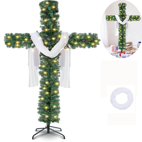 Foldable Christmas Tree with Clear Bubble Lights and White