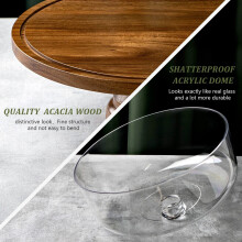 Cake Tray Decor Rack Wood Base Transparent Acrylic Cover 1