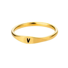 Women's Stainless Steel Gold Alphabet Ring A-Z Size 6