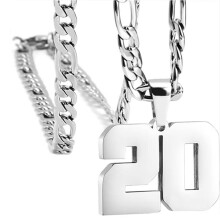 Men's Stainless Steel Jersey Number Pendant 20 with Chunky