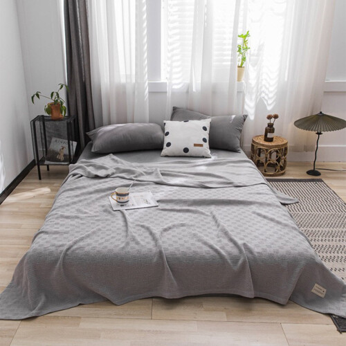 Cotton Thermal Twin Blanket Gray Lightweight Warmth