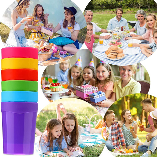 Triani Reusable Cups 13.5 oz 12 pcs 6 colors 2