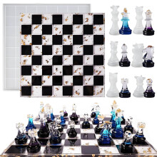 Chess Piece Silicone Resin Mold 6-Piece Set with Board