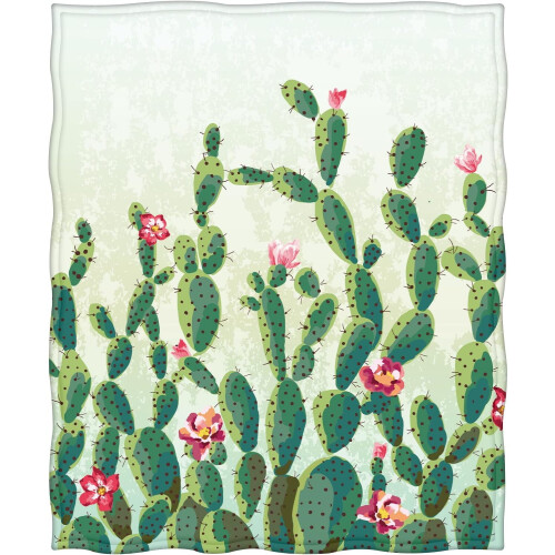 Cactus Blanket Green Plush Throw 50x60 inches 1