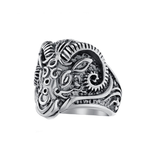 Men's Gothic Goat Head Ring Stainless Steel Size 7