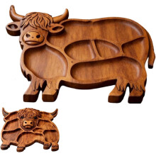 Highland Cow Wooden Charcuterie Board Rustic Solid Wood 1