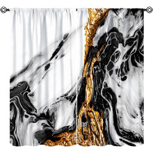 Marble Black Gold Thermal Drapes Rod Pocket 2 Panels 63x63