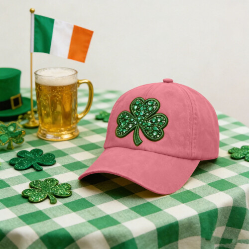 Shamrock Baseball Cap Adjustable Irish Hat with Clover Print 2