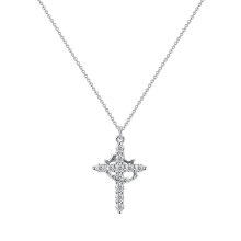 Silver Cross Pendant Necklace Hip Hop Copper Chain 1 piece