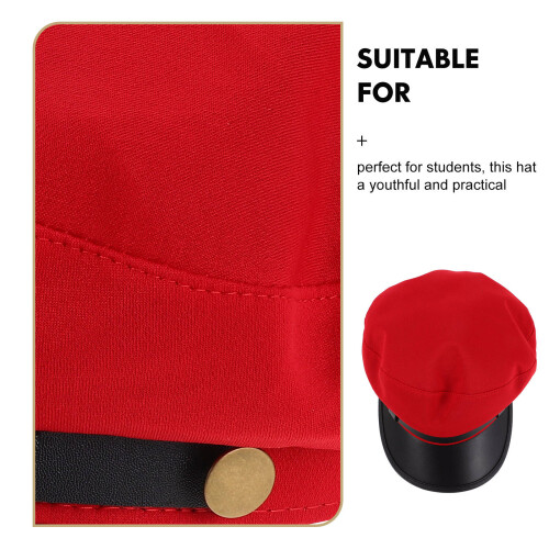 Supvox piros barett sapka brit stílusú PU unisex 2