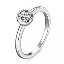 Moissanite Ring Sterling Silver Solitaire 0.5 Ct