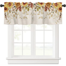 Sunflower Window Valance Linen Farmhouse Style