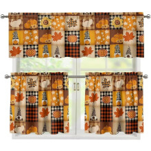 Maple Leaf Kitchen Valance Set 3 Pieces Farmhouse Vintage