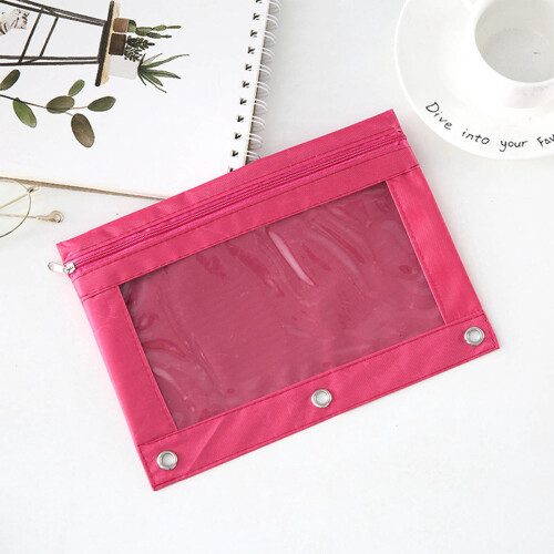 3-Ring Binder Pouch Transparent Zipper Large Capacity