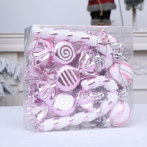 Blue and White Shatterproof Christmas Candy Ornaments 18PCS