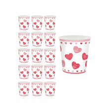 Valentine's Day Disposable Paper Cups Pink Heart Food-Grade