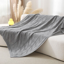 Cotton Knit Throw Blanket Dark Grey 51 x 67 Inch