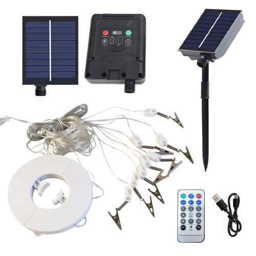 Solar Patio Umbrella Lights Remote Control Waterproof 12 LED