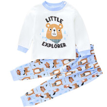 Kids Pajama Set Cartoon Print Long Sleeve Brown 6-12 Months