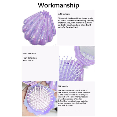 Mini Hair Brush with Mirror Portable Foldable Comb 1 Pack 1