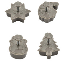 Cookie Stamp Set Plastic 4-Piece 3D Spring Christmas