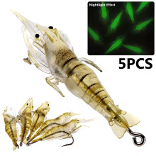 PVC Glow Bead Soft Shrimp Fishing Lures 4.5 cm 5-pack