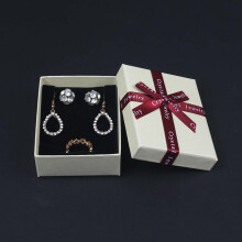 White Collapsible Birthday Gift Box with Lid, Ribbon and