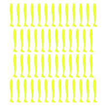 Soft Plastic Fishing Lures T-Tail Worms 50Pcs Yellow