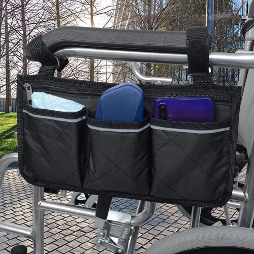 Walker Bag with 3 Pockets Large Capacity for Wheelchairs