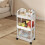 3-Tier Plastic Kitchen Storage Cart with Armrests and 6