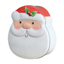 Santa Claus Metal Cookie Jar Holiday Storage Can