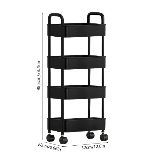Plastic Rolling Cart with Handle 2-Tier to 4-Tier 2