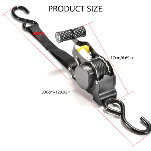 Motorcycle Tie Down Strap Set Polyester Ratchet Hook 4 Pack 2