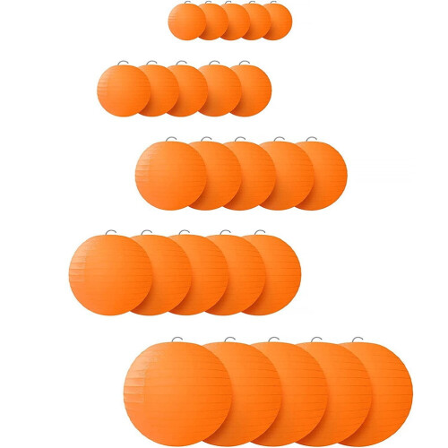 Lantern Pendant Light Fall Decorations Orange 25 Pcs