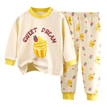 Kids Long Sleeve Pajama Set Cartoon Print Yellow 3-4 Years