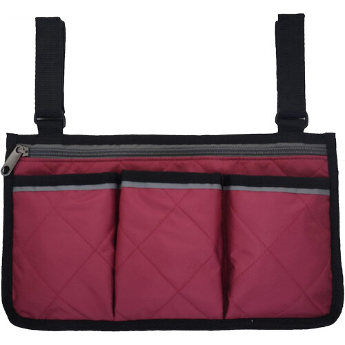 Borsa impermeabile rossa per bracciolo di sedia a rotelle 1