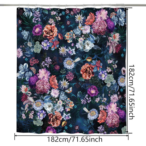 Duschvorhang im Boho-Stil mit farbenfrohem Blumenmuster aus Polyester 2
