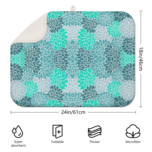 Tapete de secagem de louça floral boho em microfibra, 45 x 60 cm (18 x 24 polegadas) 1