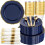Blue and Gold Plastic Plates Set 350 Pieces 1
