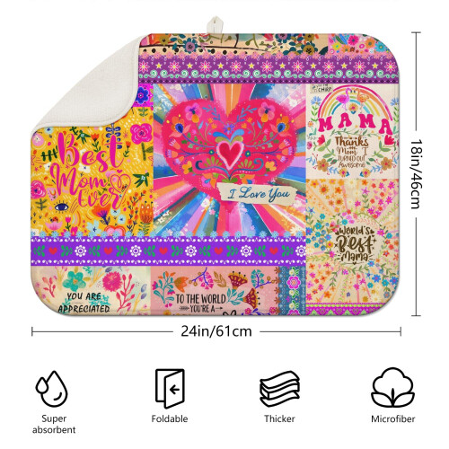 Küchenabtropfmatte mit Boho-Blumenmuster, Mikrofaser, 45,7 x 61 cm 1