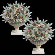 26 inch Pre-lit Frosted Christmas Tree Urn Filler with