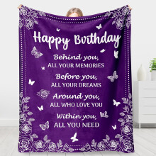 Purple Birthday Throw Blanket 60x50 inches