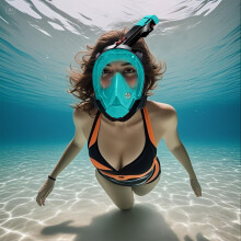 Uba Diving Kit Full Face Snorkel Mask with Breathing System