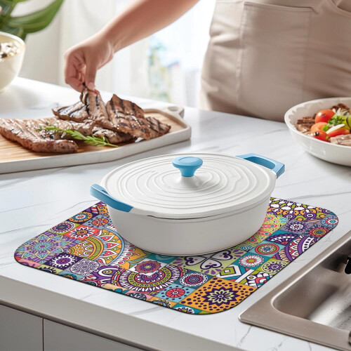 Tapete de secagem de cozinha boho em microfibra, 40x45 cm 1