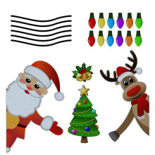 Christmas Light Bulb Magnetic Sticker Santa Design 12pcs