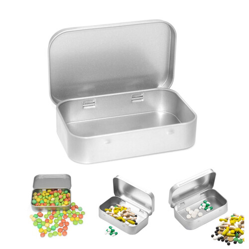 Rectangular Metal Storage Tin with Slide Lid White 1