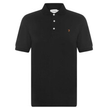 (S, Black) Farah Mens Cotton Short-Sleeved Polo Shirt