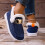 Damen-Slipper aus Canvas, gefüttert, bequem, blau, Größe 2