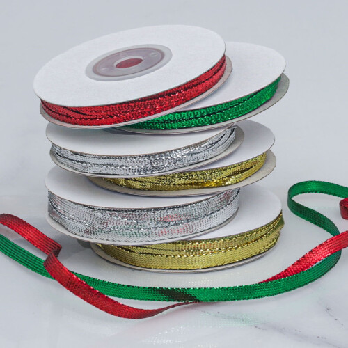 Silverfärgat hobbyband polyester 0,3 cm  20 yard 2 rullar 1